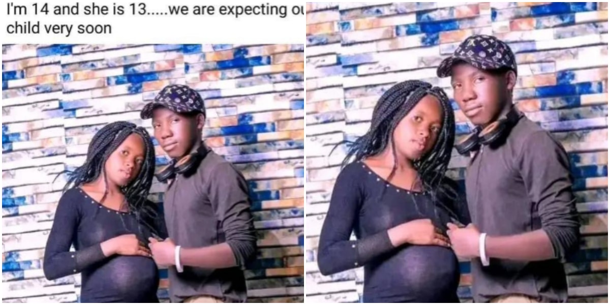 ”They are supposed to be in school” – Photo of 14-year-old boy and 13-year-old girlfriend expecting their first child causes buzz online